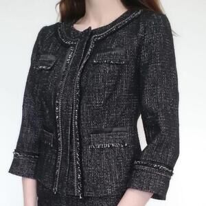LKNW Halogen Tweed Cropped Jacket blazer Chains XS